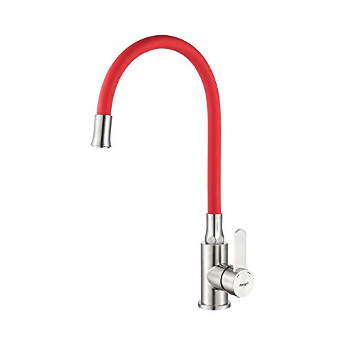 Ibergrif M22119-1 Rubinetto Lavello Cucina, Miscelatore Cucina con Beccuccio di Flessibile, Miscelatore Lavello Cucina Monocomando, Rotazione a 360°, Rosso