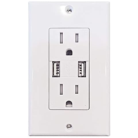AH Lighting Decorative Duplex 15Amp Tamper Resistant Receptacle with Dual USB Charger Ports Cover