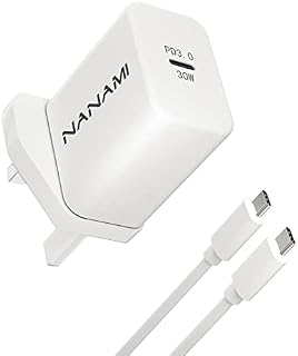 NANAMI USB C Plug - 30W PD 3.0 Fast Charger with Cable, Type C Wall Brick Adapter for iPhone 14/13/13 Mini/13 Pro/13 Pro Max/12/12 Mini/12 Pro/12 Pro Max, iPad,MacBook, Samsung S21/S20, Pixel 6, White
