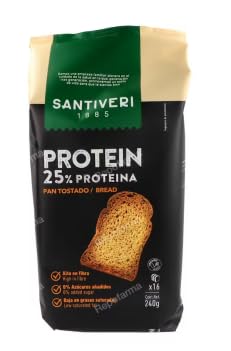 Pan Tostado Proteico, 25% Proteína, Vegano, Trigo, 240 g, 16 Unidades