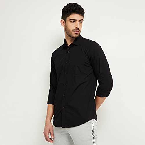 Image of Max Men's Cotton Regular Fit Solid Full Sleeves Casual Shirt