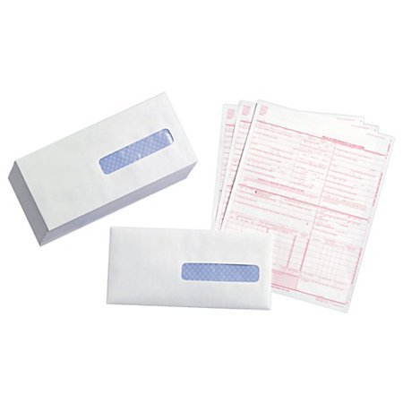 New CMS 1500 - HCFA Insurance Claim Forms and Self-Seal No. 10-1/2 Tinted Window Envelopes - 100 Forms and ENVELOPES