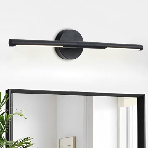 Image of Matte Black Bathroom Light Fixtures Over Mirror 24 Inch, 18W 360 Rotatable Dimmable 4000K Led Vanity Light Bar, Modern Bathroom Vanity Lights Above Mirror, Led Bathroom Lighting