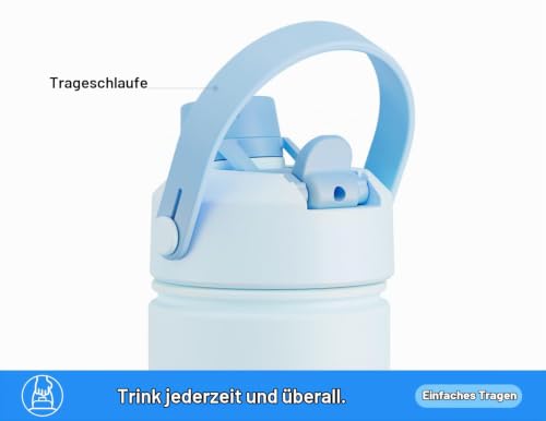 POWCAN Edelstahl Trinkflasche, Auslaufsicher, 2-in-1 Deckel, 769ml – Ansicht 5