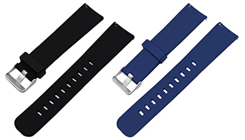 Image of ACM Pack of 2 Watch Strap Silicone Belt 22mm compatible with Beatxp Unbound Neo Smartwatch Casual Classic Band (Black /Blue)
