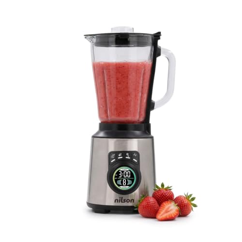 Nilson Life Nährstoff-Mixer, 1200 W, maximale Leistung, Fassungsvermögen 1,5 l, 9 Geschwindigkeiten, manuelle LED-Anzeige, Zerkleinern, Mixen und Zerkleinern von Eis, Turbo-Funktion, NTB1200DX, Kabel