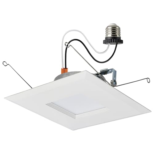 Satco LED Retrofit Downlight with Stepped Baffle CCT Selectable 2700K/3000K/3500K/4000K/5000K 5-6 Inch Square White