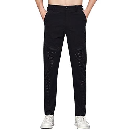 Men's Ice Silk Quick Dry Sweatpants Breathable Running Workout Pants with Zipper Pocket Straight Leg Joggers