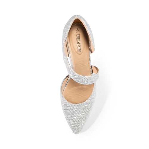 DREAM PAIRS Women's High Heels Comfortable Work Pumps,Silver-Glitter,7 - image 4