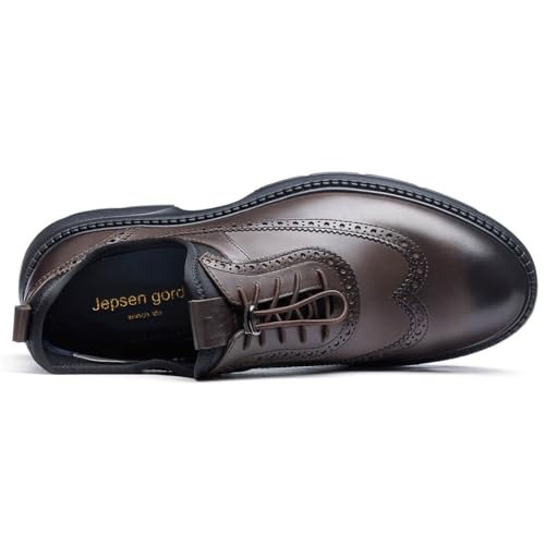 Image of Men's Dress Shoes Casual Genuine Leather Wingtip Oxford Shoes Comfort Formal Business Wedding Derby Sneakers