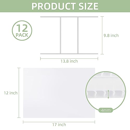 Ohiyoo 12 Pack Blank Yard Signs With Stakes, 17 X 12 In Diy Blank Lawn Signs Custom Yard Signs With Stakes, White Corrugated Plastic Yard Signs For Party Decorations Picket Sign Kit (White) #TOP1