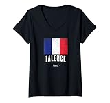 Femme Ville de Talence - France | FR - Drapeau Français - T-Shirt avec Col en V