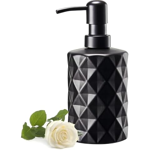 Baalaka Matte Black Soap Dispenser Bathroom with Stainless Steel Pump, Glass Refillable Liquid Hand Soap Dispenser 12oz Cover