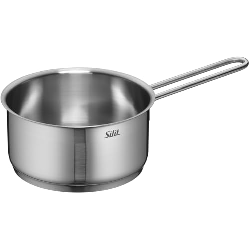 Silit Achat Stielkasserolle Induktion 16cm ohne Deckel, kleiner Topf, Kochtopf klein 1,4l, Milchtopf Induktion, Edelstahl teilmattiert, unbeschichtet, backofengeeignet