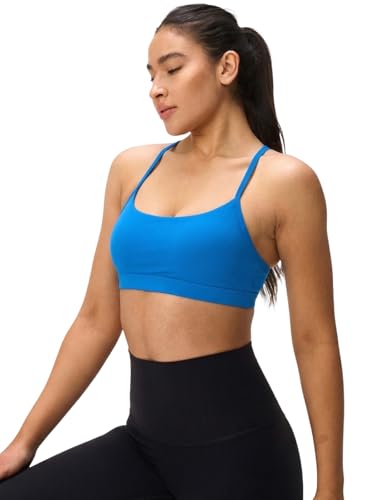 Image of Womens Y Back Padded Sports Bra Strappy U Neck Butter Soft Low Impact Workout Bras Yoga Pilates Walking