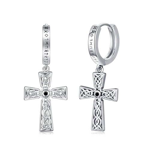 Boucles d'oreilles créoles viking Redsun en argent 925 style celtique unisexe