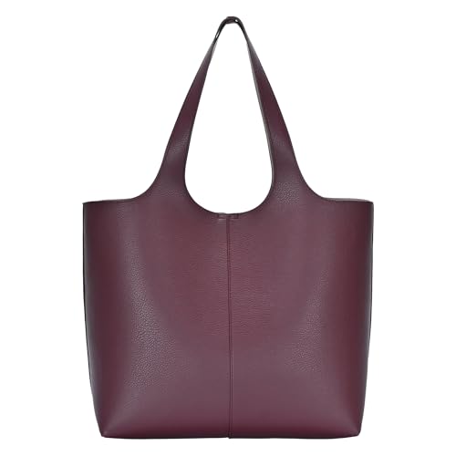 Elle Tote (Berry) | Vegan Leather Tote Bags for Women with Double Handles and Scoop neck | 17.5' L x 6' W x 13' H