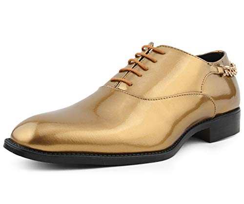 Bolano Men's Oxford Dress Shoes - Chainz Model with Cuban Heel and Lace-Up Closure