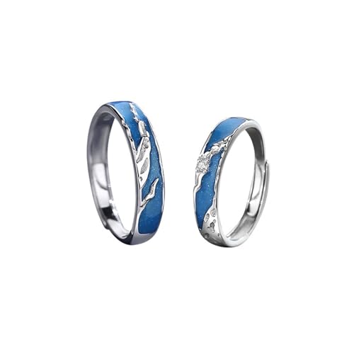 Bague réglable fiançailles couple argent 925, le cadeau de promesse