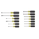 Klein Tools 85074 Screwdriver Set 6-Piece Includes 3 All-Purpose Flathead, 3 Phillips, Made in USA & 631 Tool Set, Made in USA, Nut Driver Set w/Hex Nut Sizes 3/16, 1/4, 5/16, 11/32, 3/8