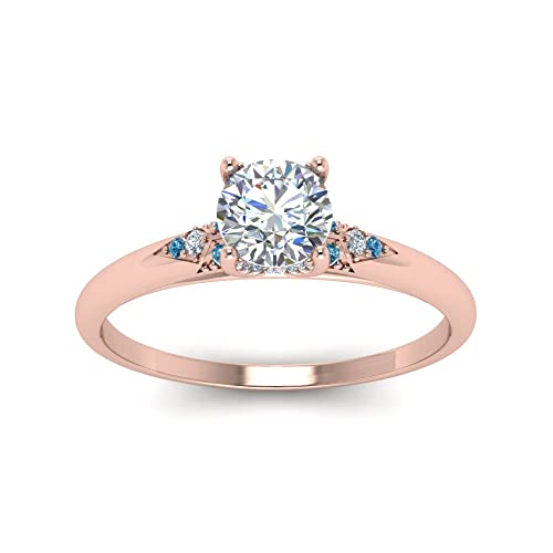 Image of Choose Your Gemstone Petite Dome Engagement Ring Rose Gold Plated Round Shape Petite Engagement Rings Everyday Jewelry Wedding Jewelry Handmade Gifts for Wife US Size 4 to 12