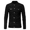 amropi Mens Denim Jacket Button Down Casual Outerwear Jean Jackets Black, L #4