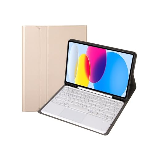Funda de cuero para iPad Pro 11 teclado YSJX dorado ideal para trabajar en cafeterías