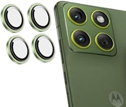 Primiume HD+ Upgraded Camera Lens Frame Glass For Motorola Moto Edge 70 5G Camera Lens Protector and Aluminum Alloy Rings - Green/4Pack