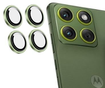 Image of Primiume HD+ Upgraded Camera Lens Frame Glass For Motorola Moto Edge 70 5G Camera Lens Protector and Aluminum Alloy Rings - SILVER /4Pack
