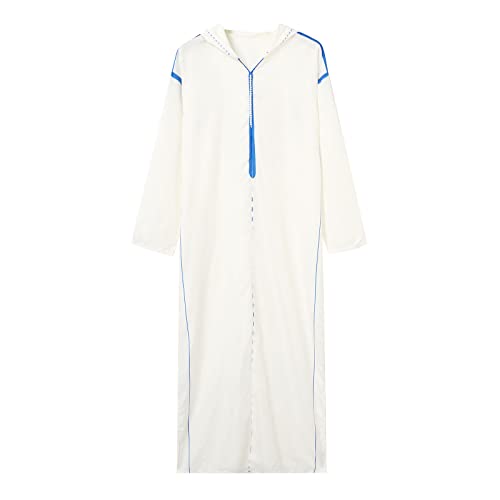 Kurta Dress for Men Long Sleeve Thobe Casual Hooded Gown Mens Kaftan Robe3