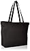 Jumbuzz Zip Top Heavy Canvas Tote Bag with Bottom Gusset, Black, Set of 1