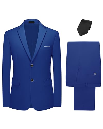 Men's 2-Piece Suit Classic Fit Royal Blue Tuxedo Suit for