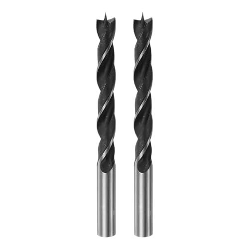 HARFINGTON 2pcs Brad Point Drill Bits 10mm(25/64") Dia Straight Steel Round Shank Drill Metric Brad Point 3.5" Drilling Depth Spiral Twist Drill Bits for Carpenter Woodworking Plastic Rubber