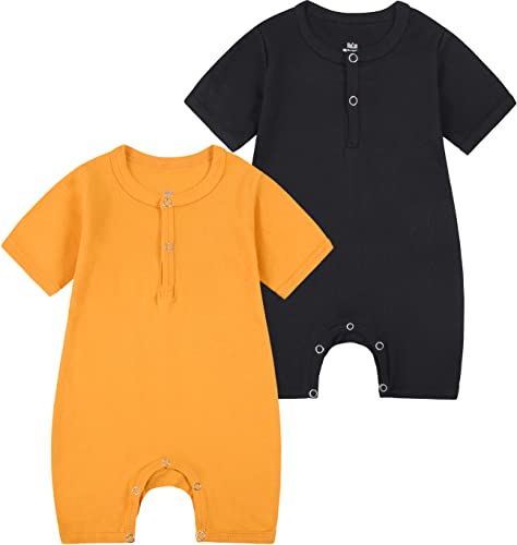 Abecue Newborn Baby Boy Romper Baby Girl Summer Jumpsuit Infant Clothes Set Orange & Black 3-6 Months #TOP25