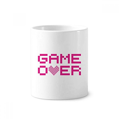 Gobelet porte-brosse à dents en céramique blanche et tasse rose pixel 350ml