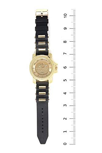 Bling-Ed Out It's Lit! Hip Hop Watch & Jewerly Set W/Cuban Chain Bracelet, Kite Bling Earrings & Ring - Gjm13 (10, Gold) #TOP6