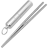 Cabilock Tragbares Edelstahl Besteckset 1 Stück mit Aufbewahrungskoffer Faltbare Essstäbchen aus 304 Edelstahl Robust Geschmacksneutral für Reisen und Outdoor Mahlzeiten