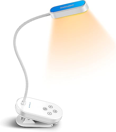 Glocusent Mini luz de libro recargable con clip para leer en la cama, 3 modos de color y 5 niveles de brillo, liviana y pequena, más de 80 horas de lectura, perfecta para leer en la cama y viajar