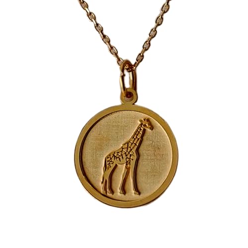 Chaîne de 45 cm et pendentif girafe en argent sterling 925 plaqué or pour femme animal