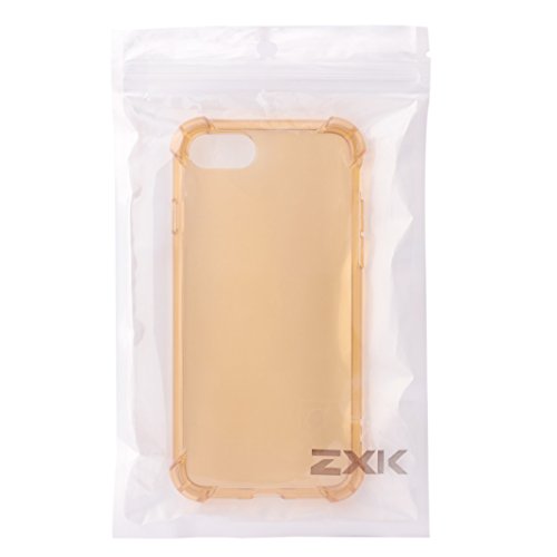 Funda para iPhone 7,ZXK CO Carcasa de Silicona TPU para iPhone 7 4.7 Pulgadas Ultra Slim Absorción de Golpes Alta Resistente Bumper Flexible Tapa Trasera Fina Case Cover-Transparente Oro