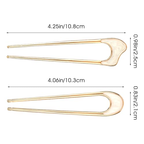 Gjinxi 2 peças de palitos de cabelo em forma de U, garfos de cabelo torcidos franceses, alfinetes de