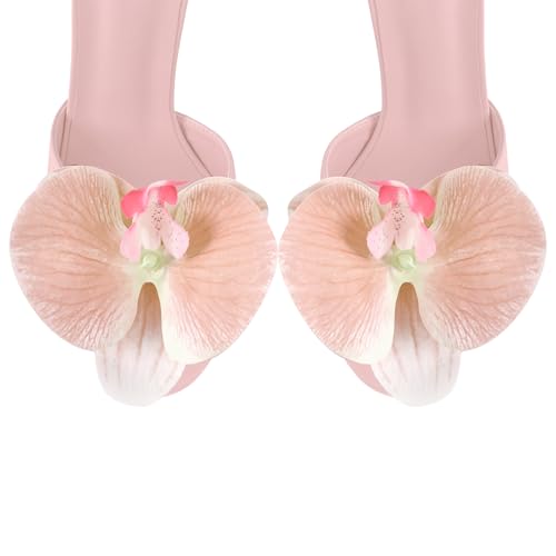 Women's Floral Round Toe Platform High Heels Lace Up Strappy Heeled Sandals4