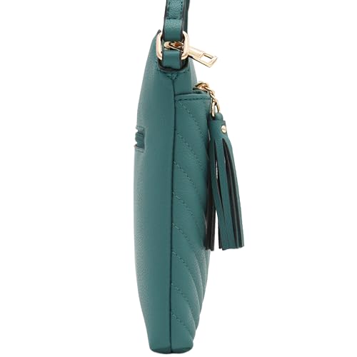 Image of FashionPuzzle Chevron Quilted Medium Crossbody Bag with Tassel Accent