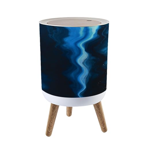 Caneca de basura pequeña con tapa decorativa azul oscuro miniatura 1