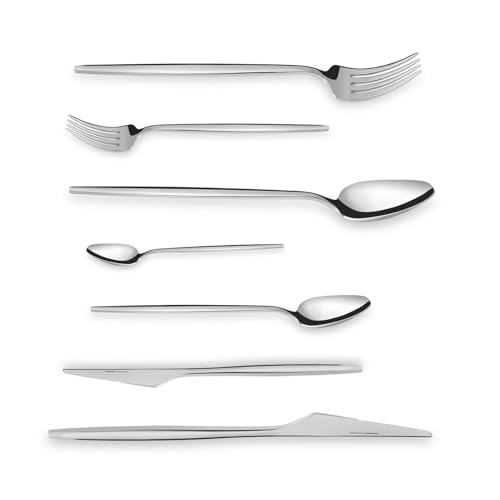Karaca Moongate 84-Piece 316+ Stainless Steel Cutlery Set for 12, Silver Luxury Knife Fork & Spoon Set, Rust & Corrosion Resistant, Dishwasher Safe Flatware for Elegant Dining - Image 7