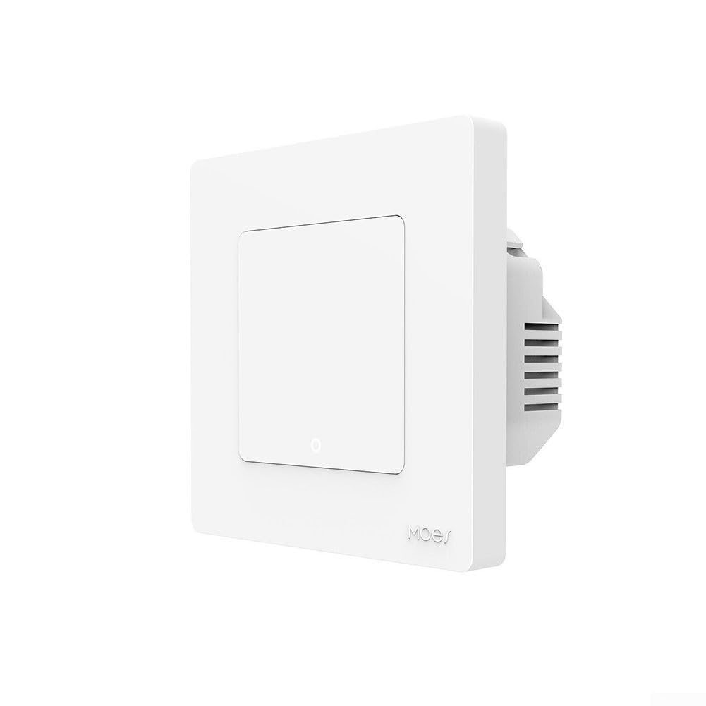 Interruptor de luz inteligente, para MOES para Tuya para ZigBee Interruptores de luz inteligentes Interruptores de pared Serie Star Ring Botones táctiles de luz (1 banda, blanco)