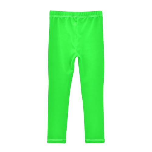 Bright Green Solid Color Girls Leggings Dance Pants Tights Trousers Casual Yoga Pants Cute Kids Clothes, 4T2