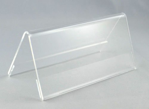 10 Stück Tischaufsteller aus hochwertigem Acryl Tischnamensschild, Preisschild Hinweisschild Dachform (80x250 mm)