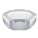 Keep Safety]: Keep your small pets secure indoors and outdoors with our playpen, featuring a sturdy fence position and 3 floor pegs for better stability. Its convenient foldable design makes it easy to carry on the go.