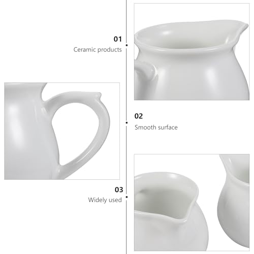 Cabilock 3pcs Milk Frothing Pitcher Jug, Ceramic Gravy Boat, Coffee Cream Separator for Salad Dressings Milk Creamer Broth Black Pepper White - Image 4